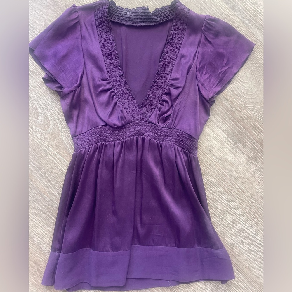 Purple V-Neck Short Sleeve Women’s Top